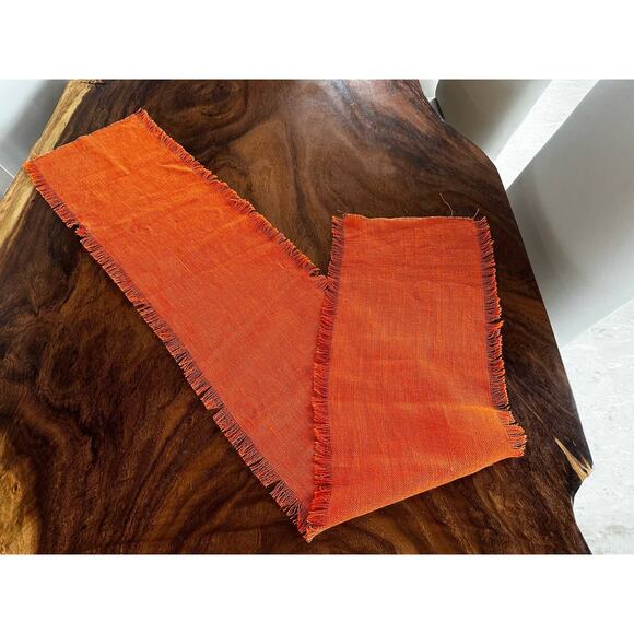 Table Runners Burlap Orange and Yellow, Set of 2 - Picture 5 of 9